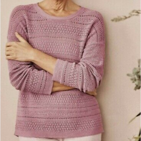 J Jill Women's Sweater pink crocheted - Picture 1 of 6